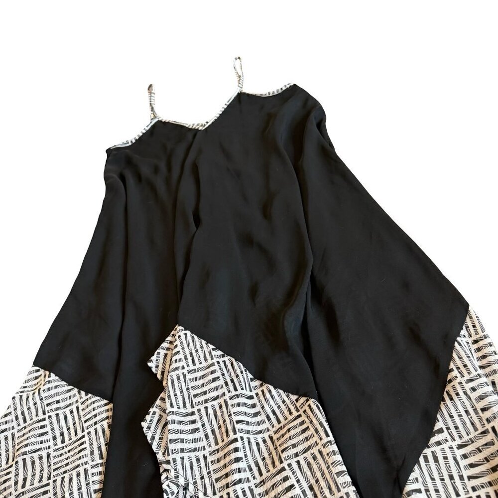 Jessica Simpson Black White Flowy Dress Spaghetti Strap Abstract Midi Size Small - Picture 5 of 10